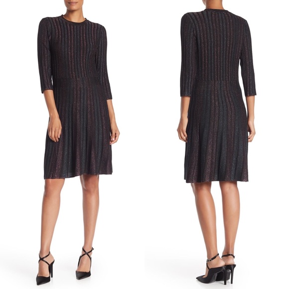 Nanette Lepore Dresses & Skirts - nanette lepore Stripe 3/4 Sleeve Fit & Flare Dress